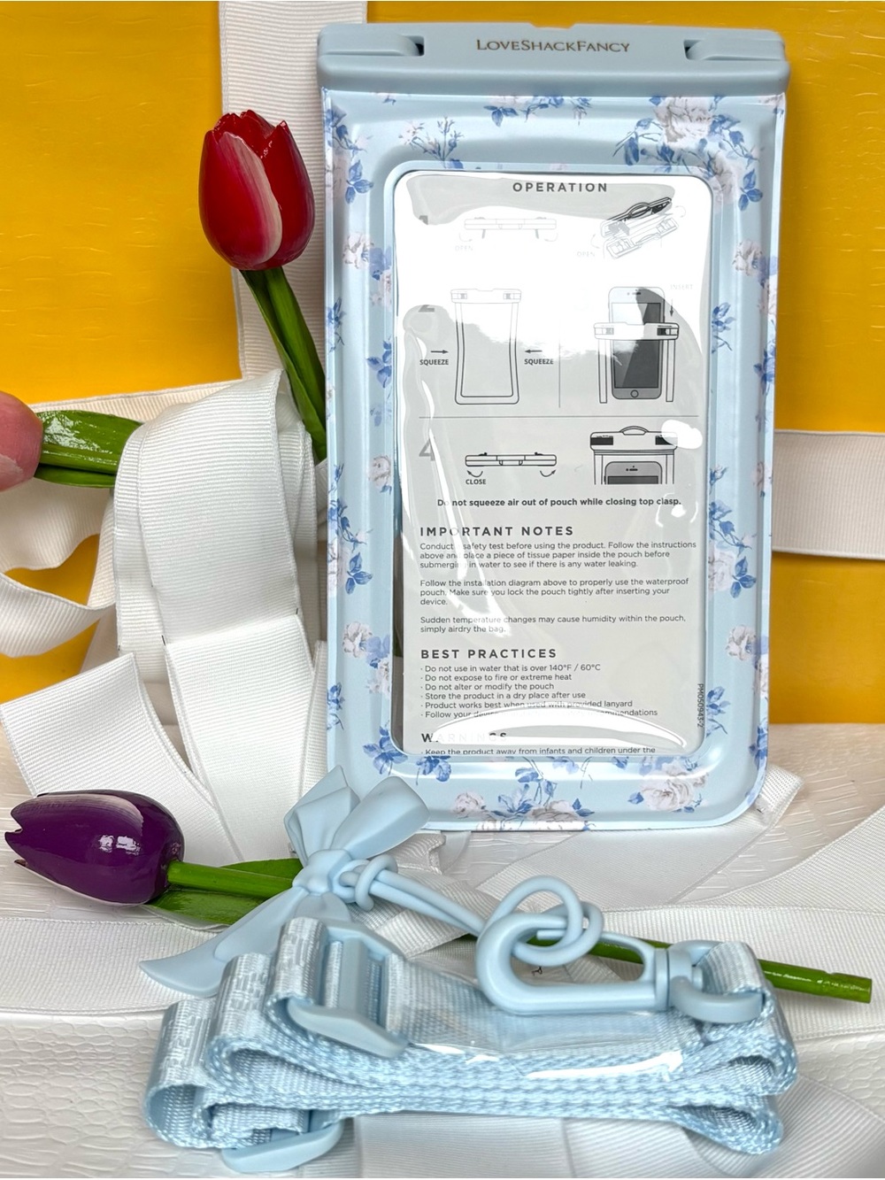 LoveShackFancy Light Blue Floral Waterproof Phone Pouch